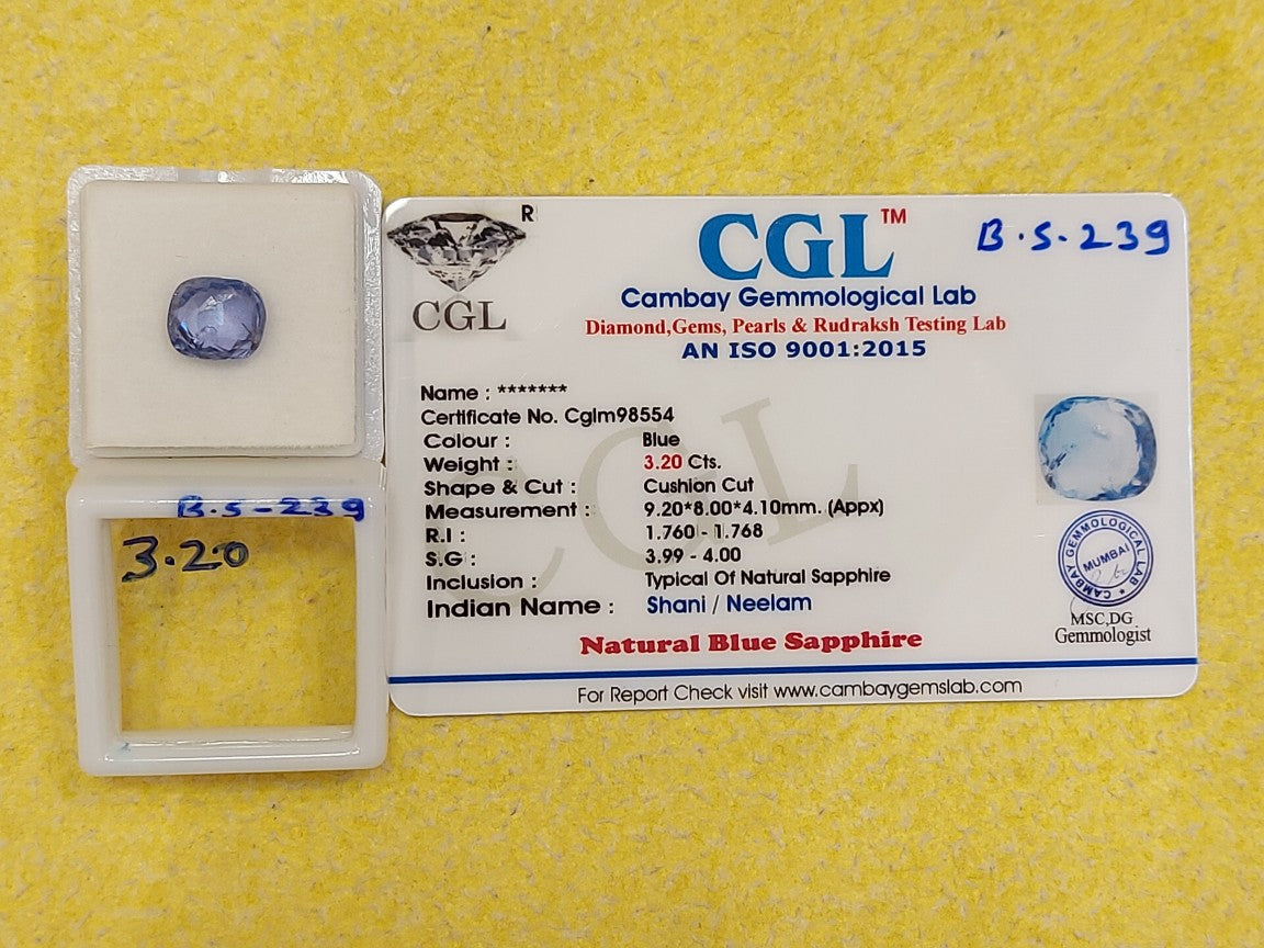 3.20 Carat Natural Blue Sapphire Stone