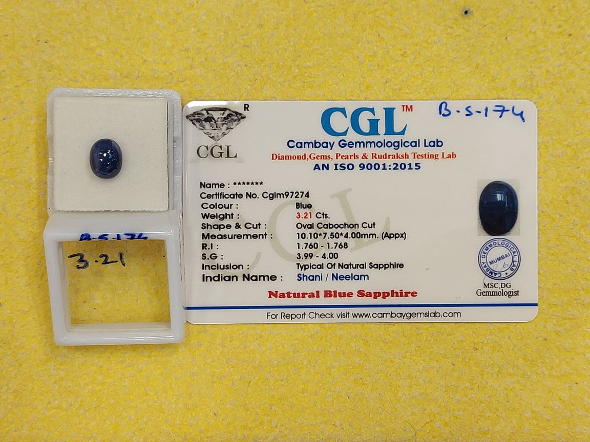 3.21 Carat Natural Blue Sapphire Stone