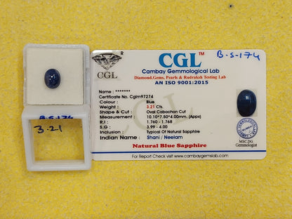 3.21 Carat Natural Blue Sapphire Stone