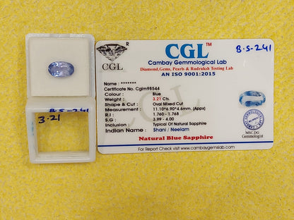 3.21 Carat Natural Blue Sapphire Stone