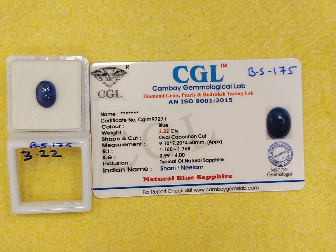 3.22 Carat Natural Blue Sapphire Stone