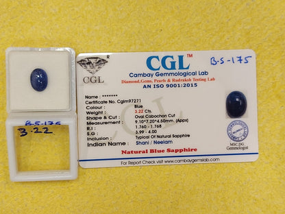 3.22 Carat Natural Blue Sapphire Stone