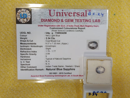3.34 Carat Natural Blue Sapphire Stone