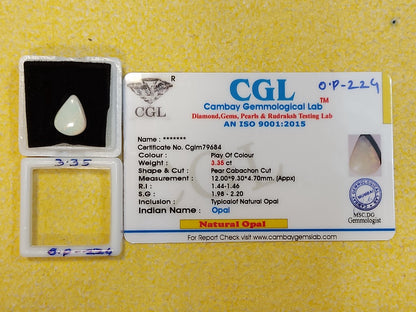3.35 Carat Natural Opal Stone