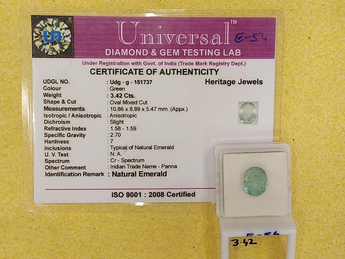 3.42 Carat Natural Emerald Stone