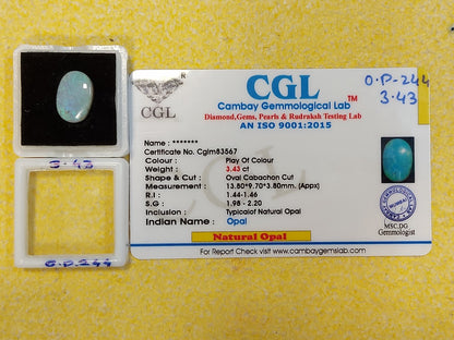 3.43 Carat Natural Opal Stone