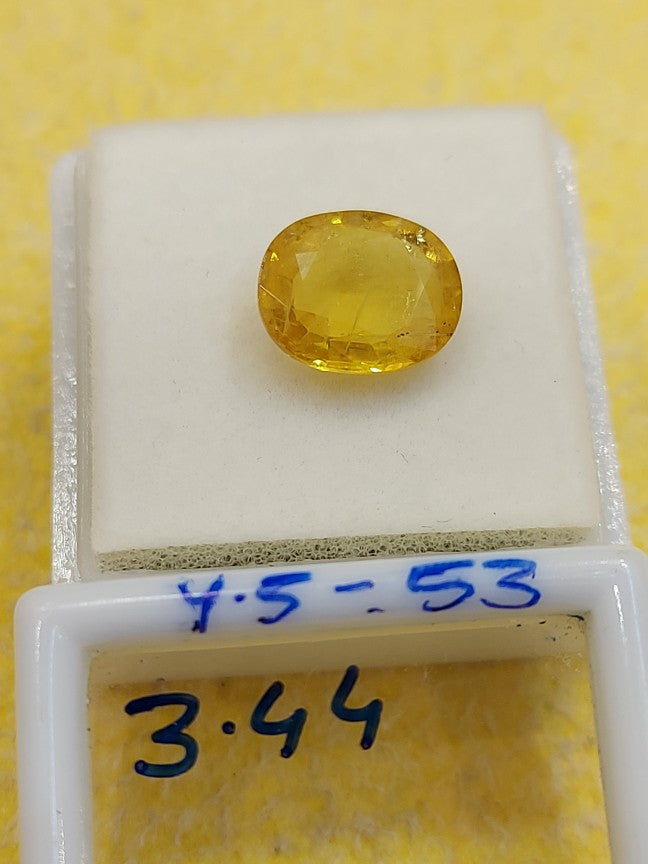 3.44 Carat Natural Yellow Sapphire Stone