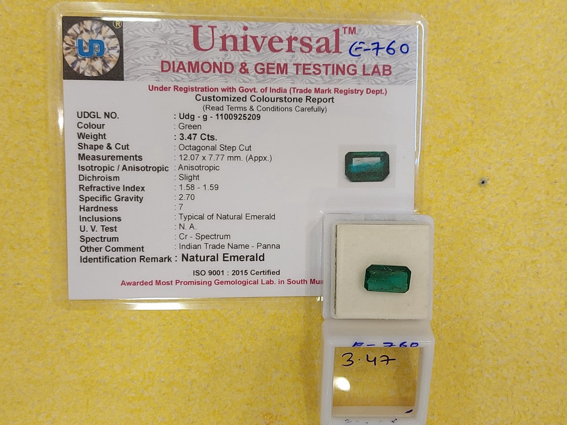 3.47 Carat Natural Emerald Stone