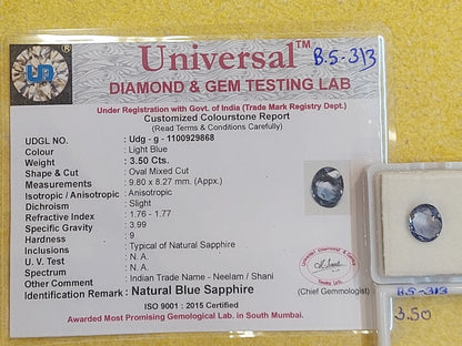 3.50 Carat Natural Blue Sapphire Stone
