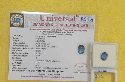 3.52 Carat Natural Blue Sapphire Stone
