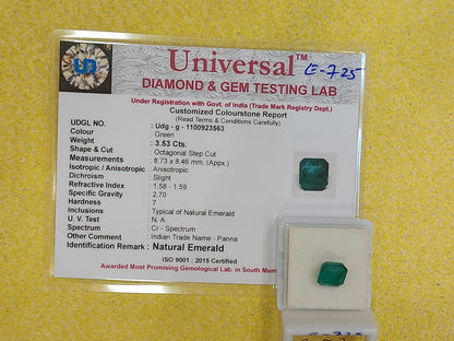 3.53 Carat Natural Emerald Stone