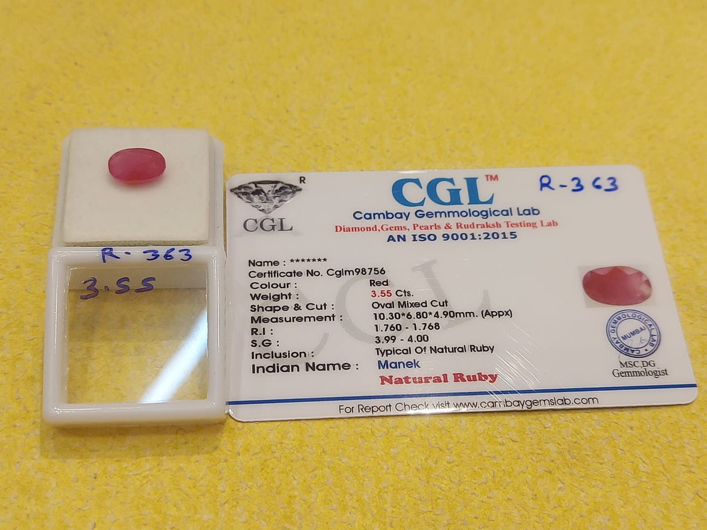 3.55 Carat Natural Ruby