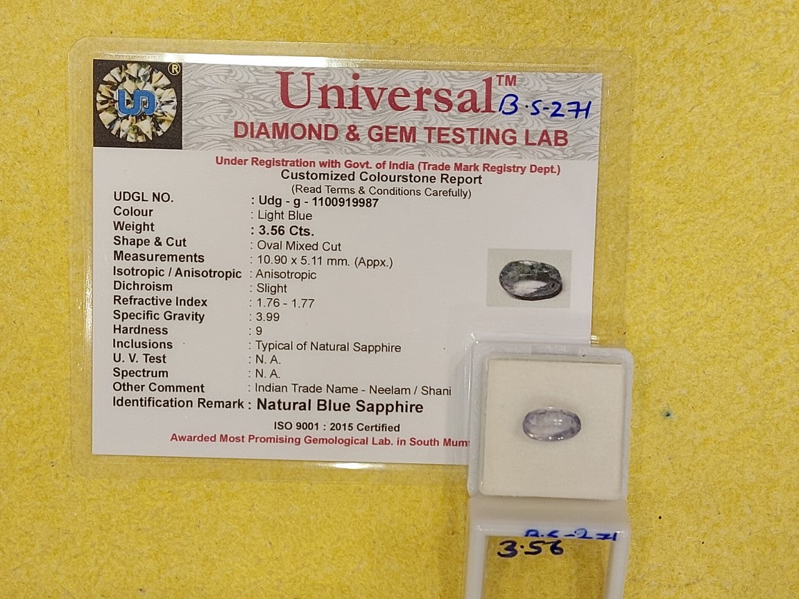 3.56 Carat Natural Blue Sapphire