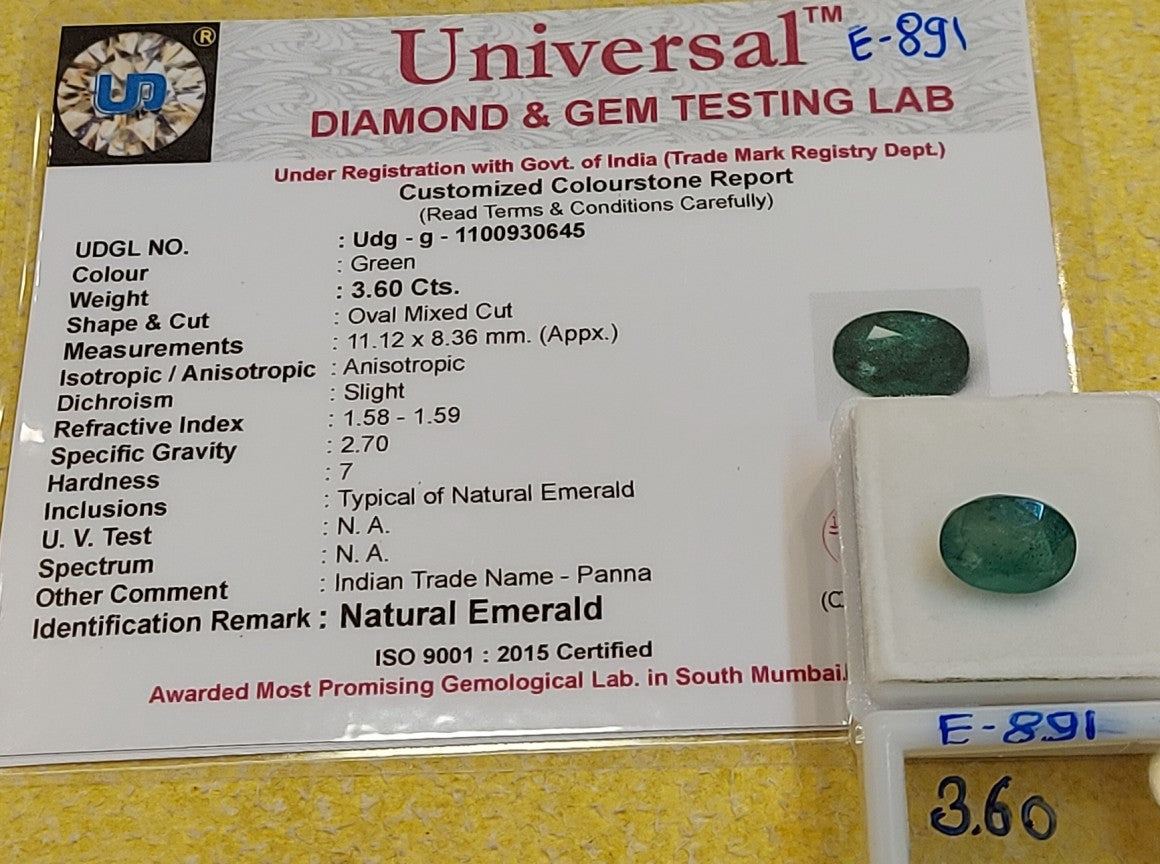 3.60 Carat Natural Zambian Emerald Gemstone