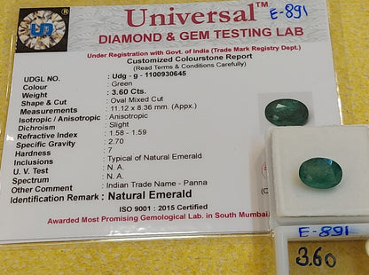 3.60 Carat Natural Zambian Emerald Gemstone