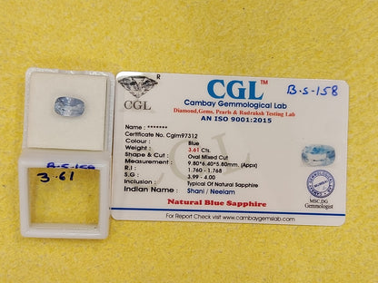 3.61 Carat Natural Blue Sapphire Stone