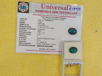 3.61 Carat Natural Emerald Stone