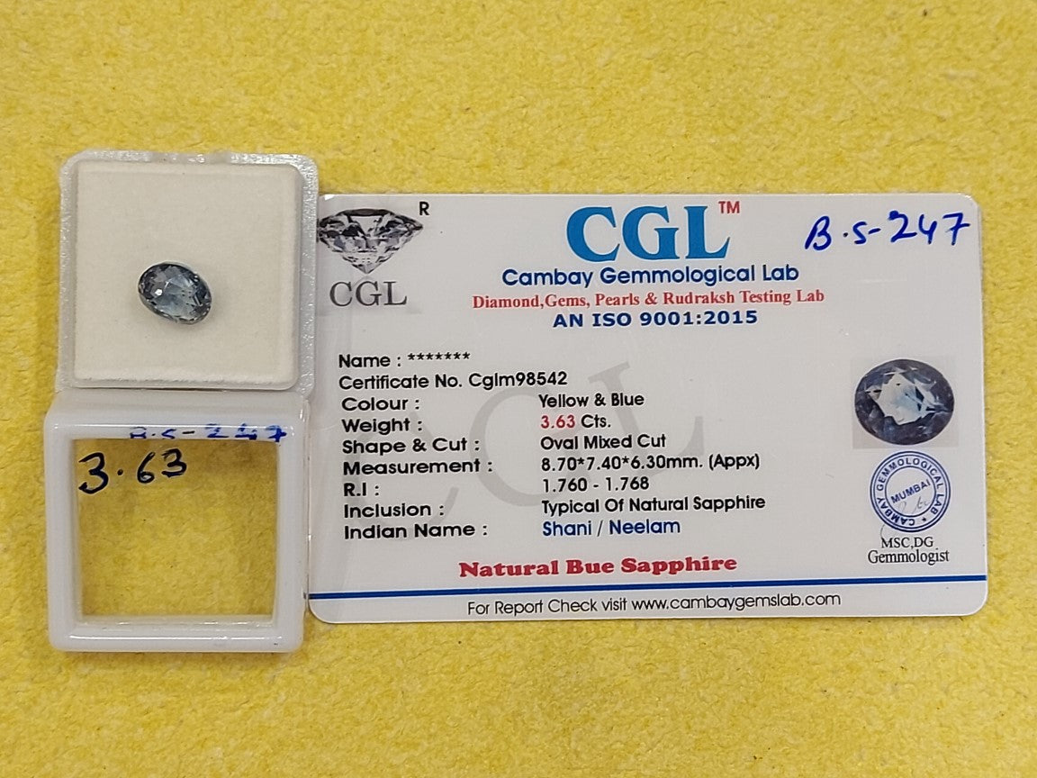 3.63 Carat Natural Blue Sapphire Stone
