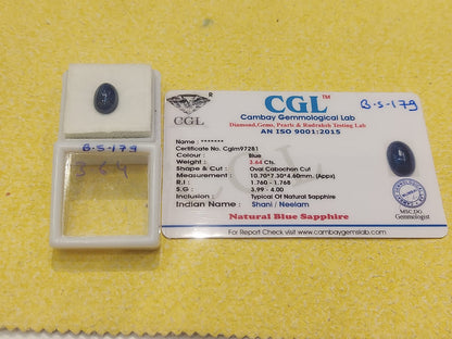 3.64 Carat Natural Blue Sapphire Stone