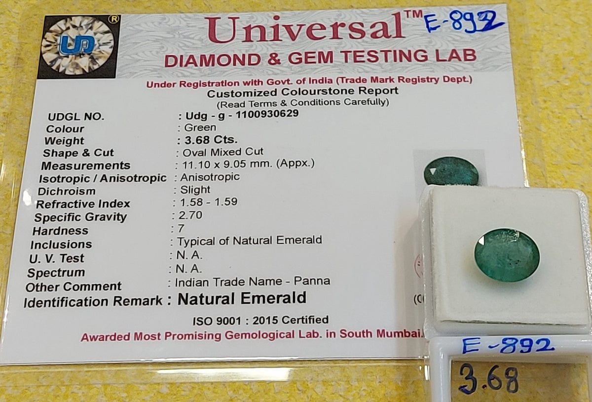 3.68 Carat Natural Zambian Emerald Gemstone