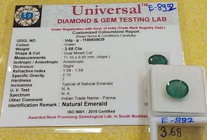 3.68 Carat Natural Zambian Emerald Gemstone