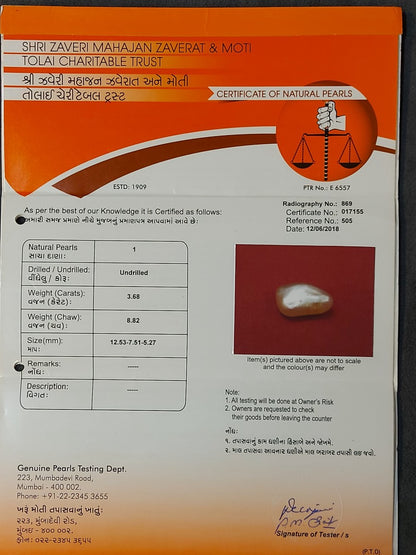 3.68 Carat Natural Basra Pearl