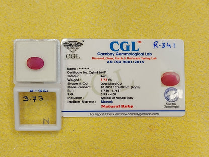 3.73 Carat Natural Ruby Stone