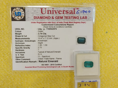 3.74 Carat Natural Emerald Stone