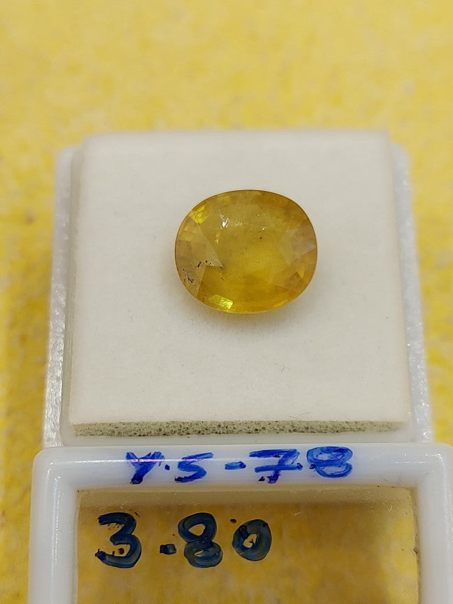 3.80 Carat Natural Yellow Sapphire Stone