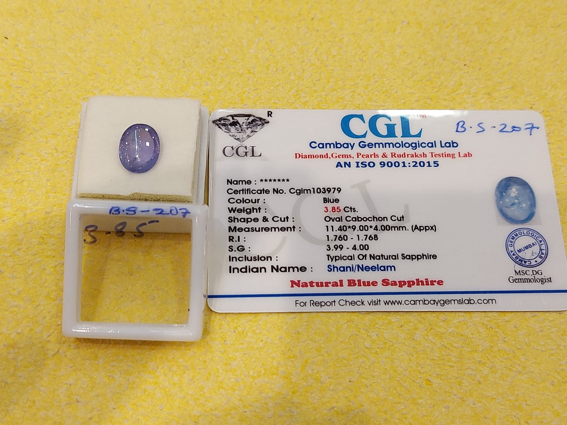 3.85 Carat Natural Blue Sapphire Stone