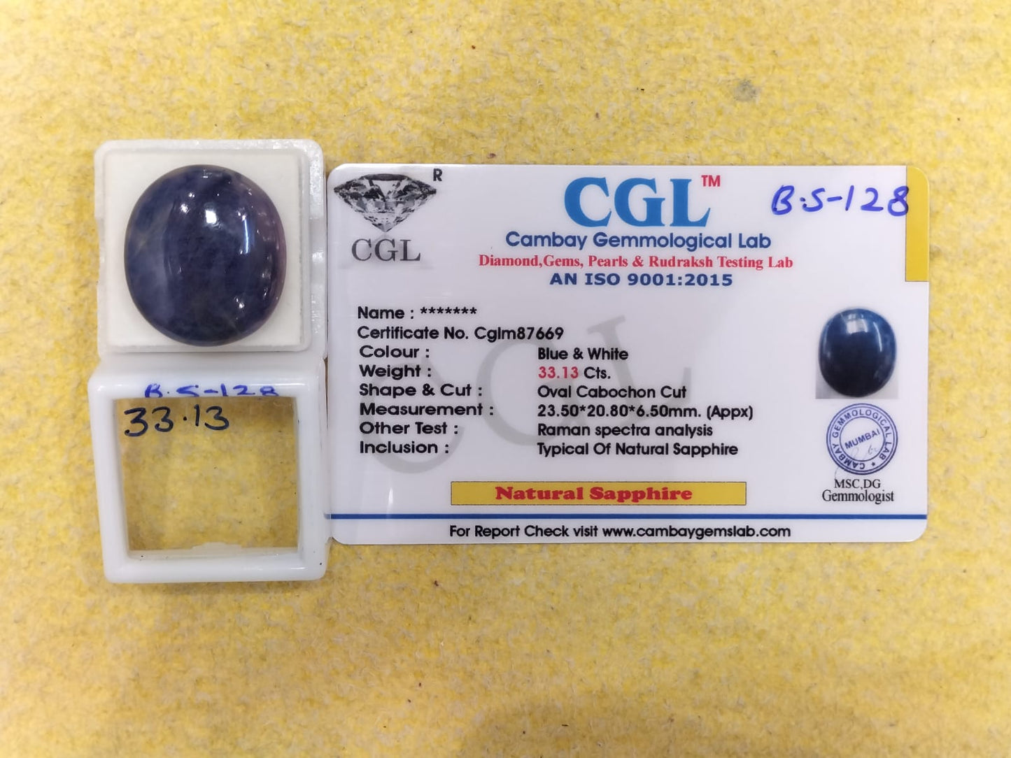 33.13 Carat Natural Blue Sapphire Stone