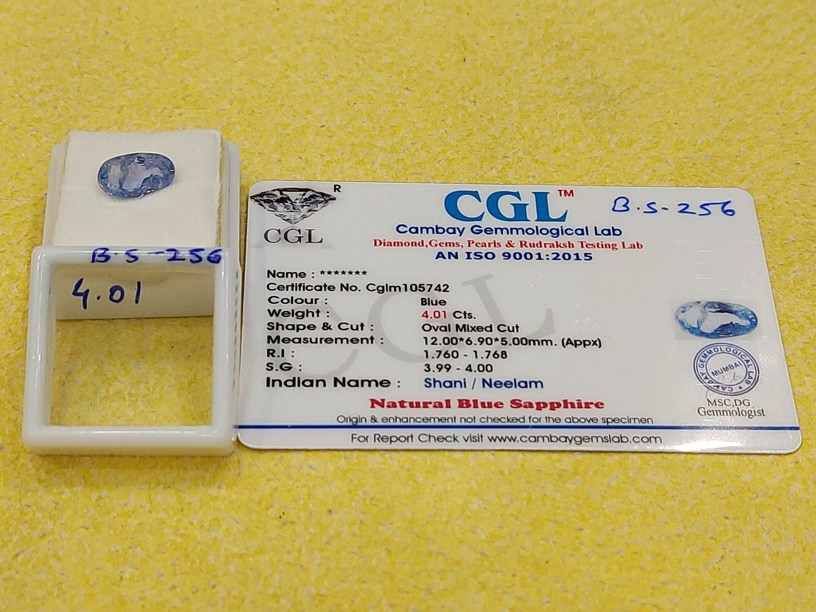 4.01 Carat Natural Blue Sapphire Stone
