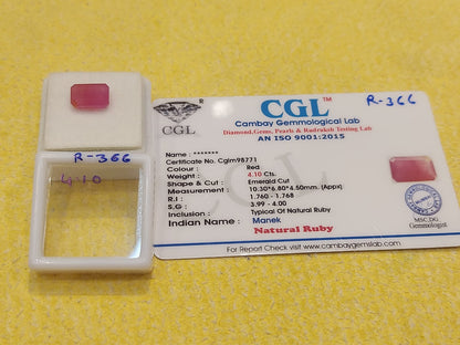 4.10 R-366 Carat Natural Old Ruby