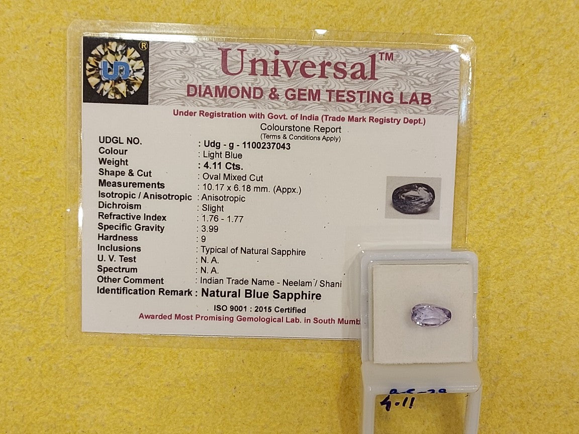 4.11 Carat Natural Blue Sapphire Stone