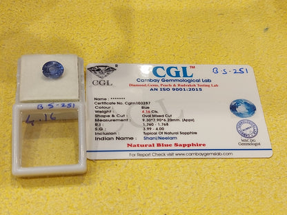 4.16 Carat Natural Blue Sapphire Stone