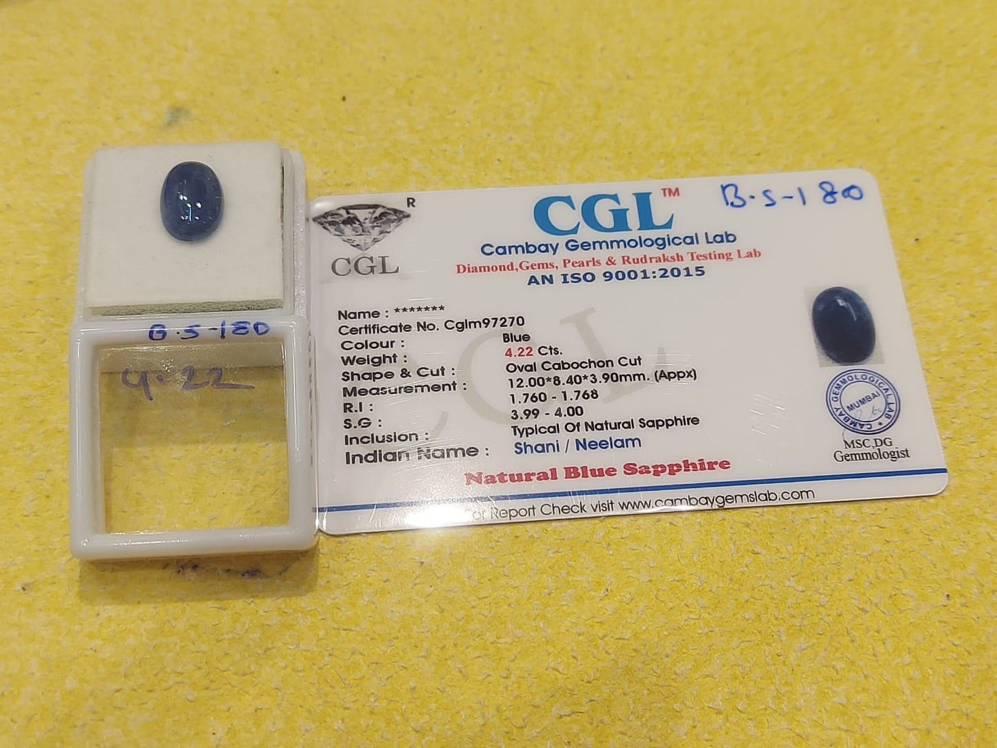 4.22 Carat Natural Blue Sapphire Stone