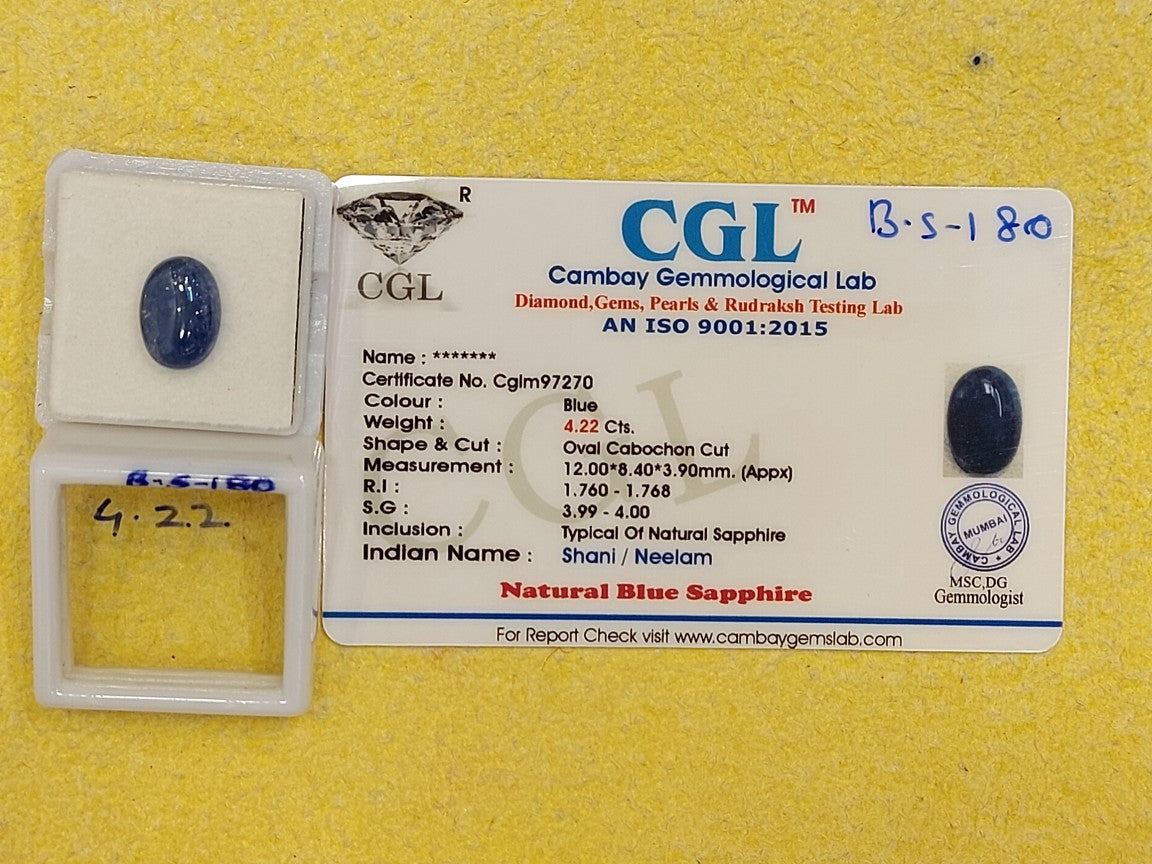 4.22 Carat Natural Blue Sapphire Stone