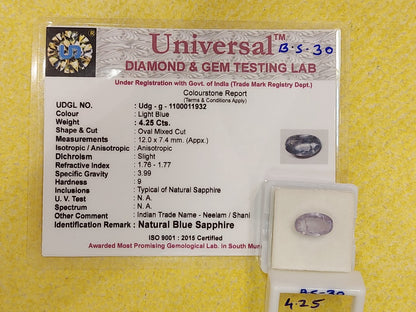 4.25 Carat Natural Blue Sapphire Stone