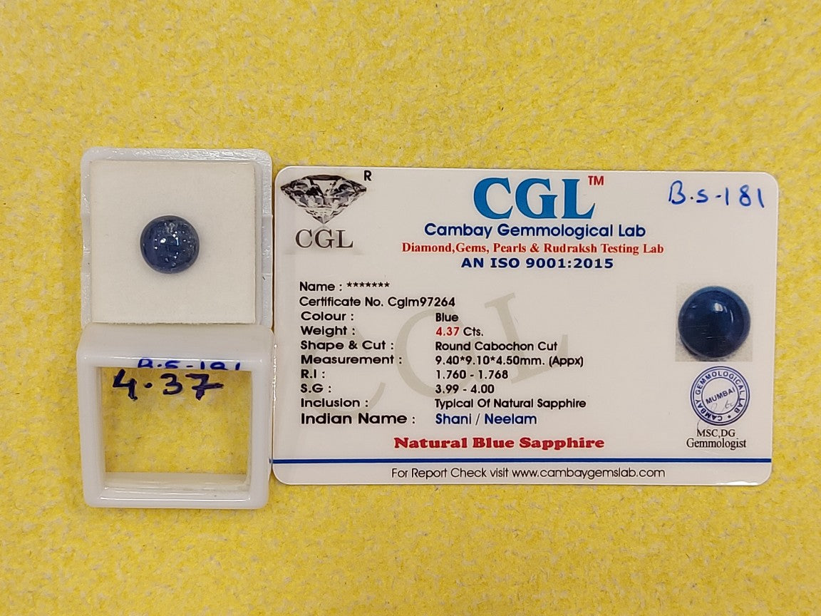 4.37 Carat Natural Blue Sapphire Stone