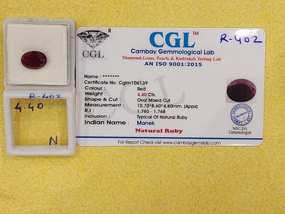 4.21 Carat Natural Old Ruby