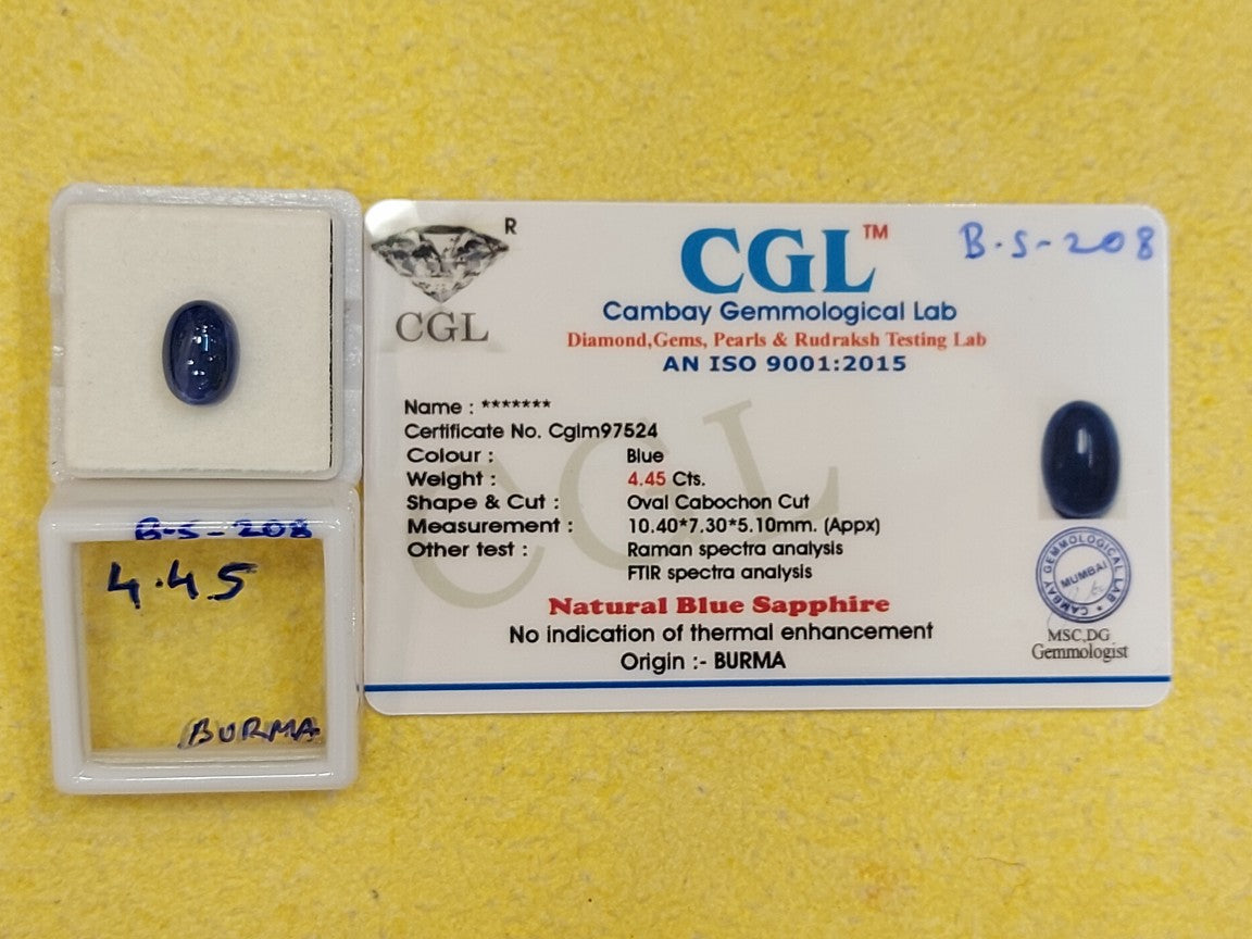 4.45 Carat Natural Blue Sapphire Stone