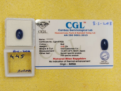 4.45 Carat Natural Blue Sapphire Stone