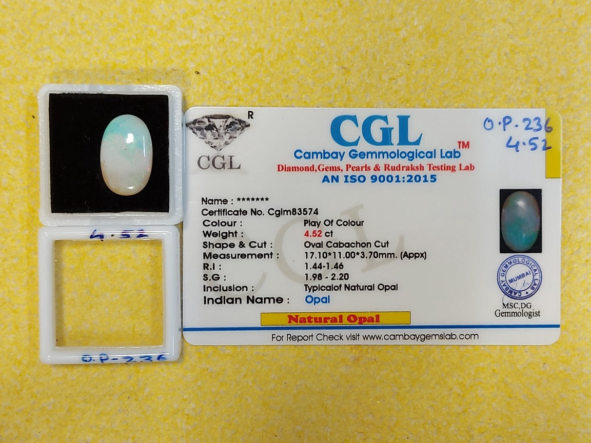 4.52 Carat Natural Opal Stone