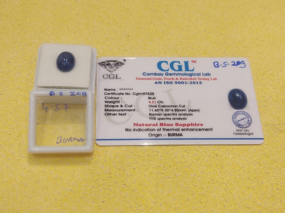 4.57 Carat Natural Blue Sapphire Stone