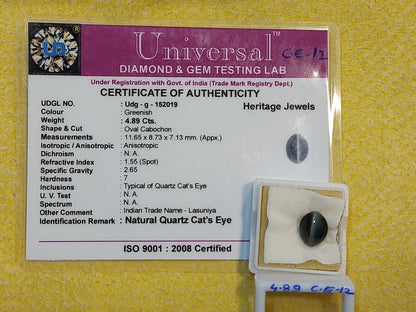 4.89 Carat Natural Cats Eye Stone