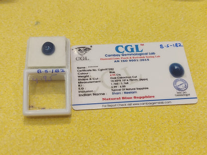 4.95 Carat Natural Blue Sapphire Stone