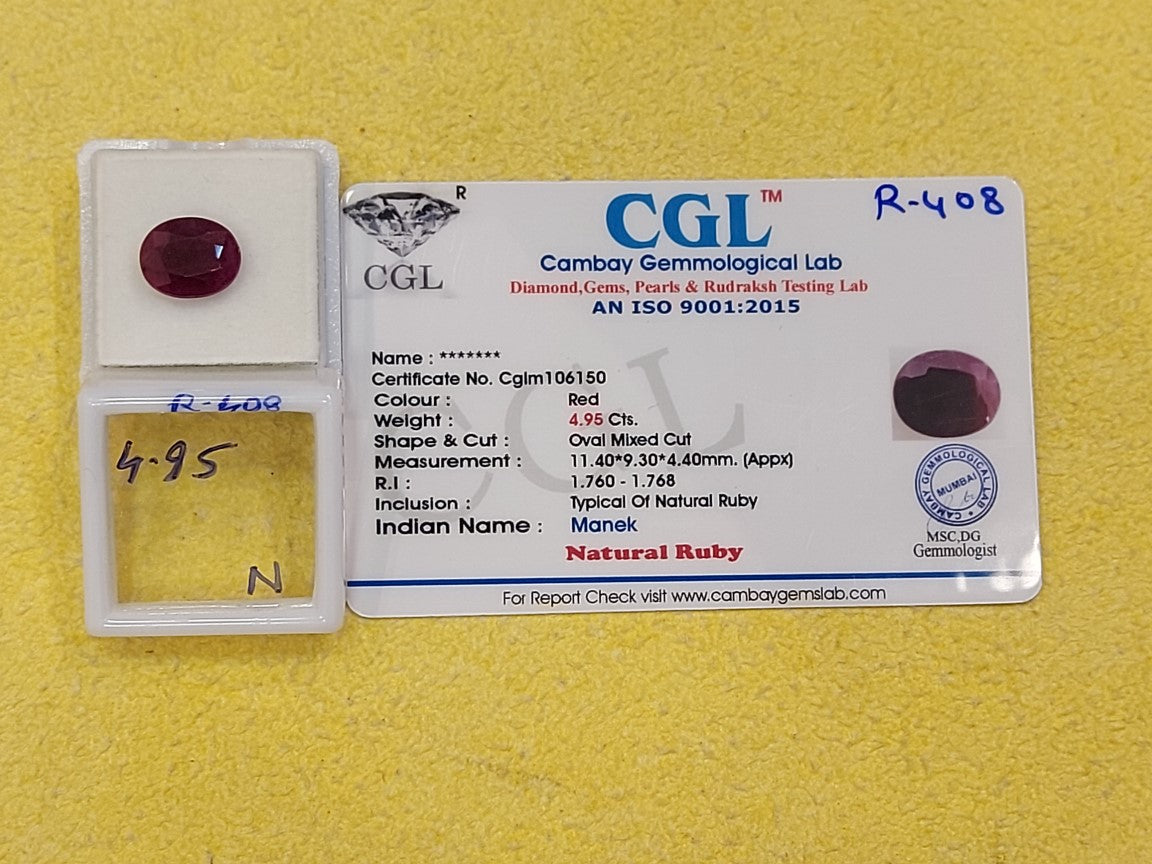 4.95 Carat Natural Old Ruby