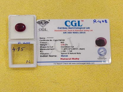 4.95 Carat Natural Old Ruby