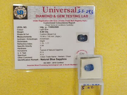 5.00 Carat Natural Blue Sapphire Stone