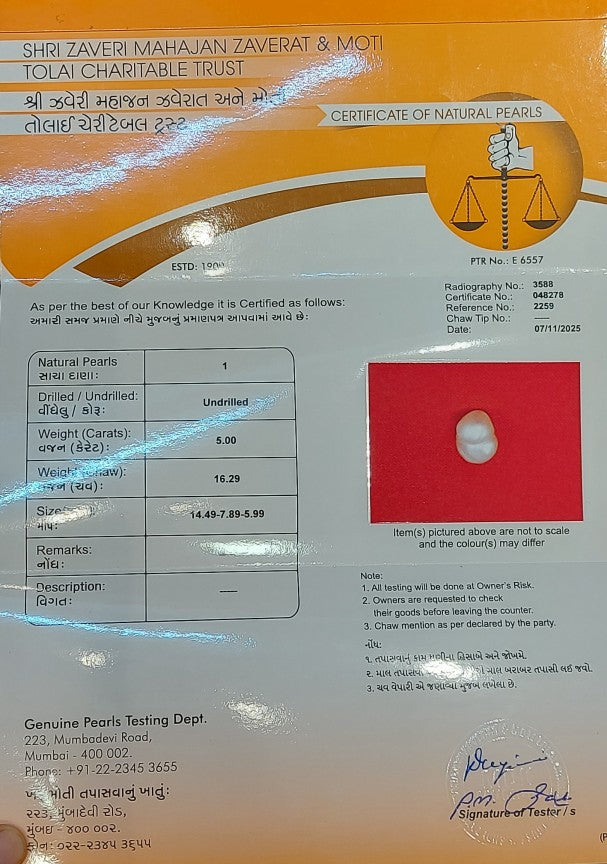 5.00 Carat Natural Basra Pearl